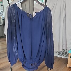 Express Deep Blue Sheer Women's Blouse